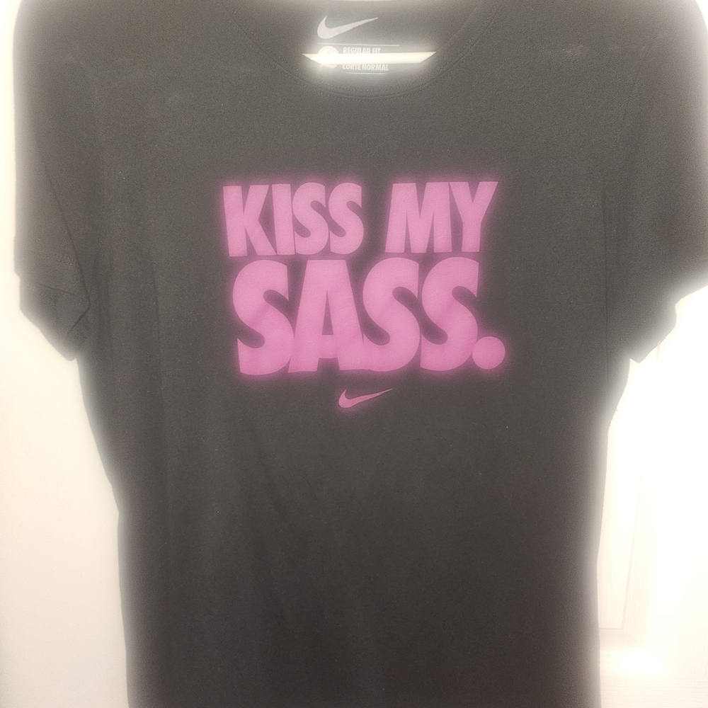 Large Nike Black Tee "Kiss My Sass"